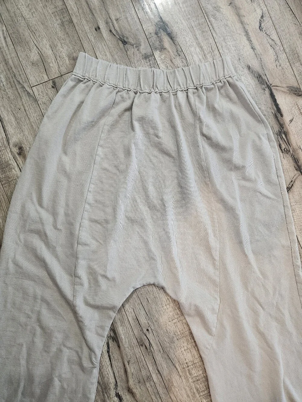 Zara S Beige Harem Drop Crotch Pants Sweatpants Cotton Lounge Boho Grunge NWOT